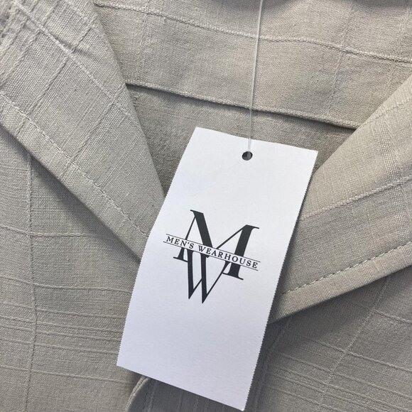 NWT Joseph & Feiss 100% Silk Button Up Shirt Mens 3XL Beige Classic Short Sleeve - Picture 5 of 13